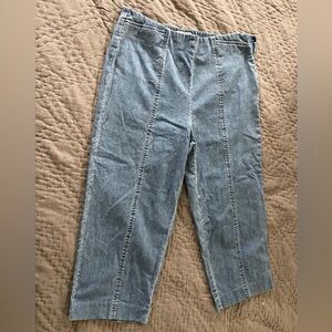 Talbots stretch size 12 cropped light denim pants side zipper